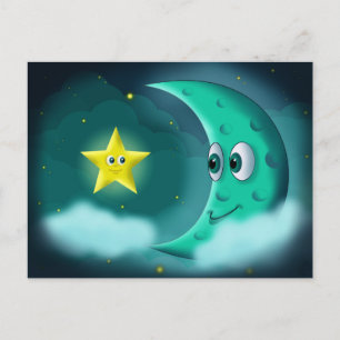Beste Freunde Blaumond und Gelber Stern Postkarte