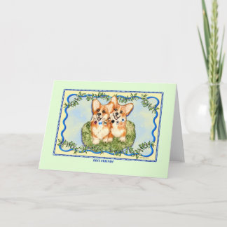 "Beste Freunde" Corgi grüßen Karte