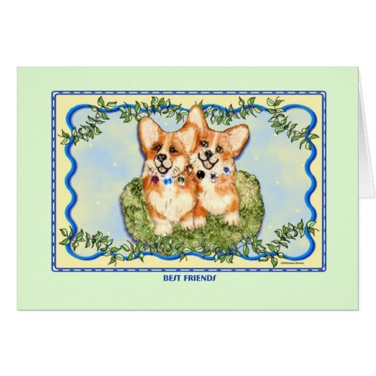 "Beste Freunde" Corgi grüßen Karte
