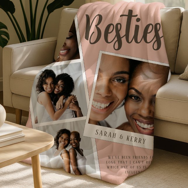 Beste-Freunde-Foto-Collage-Rosa-Fleece-Decke Fleecedecke (Von Creator hochgeladen)