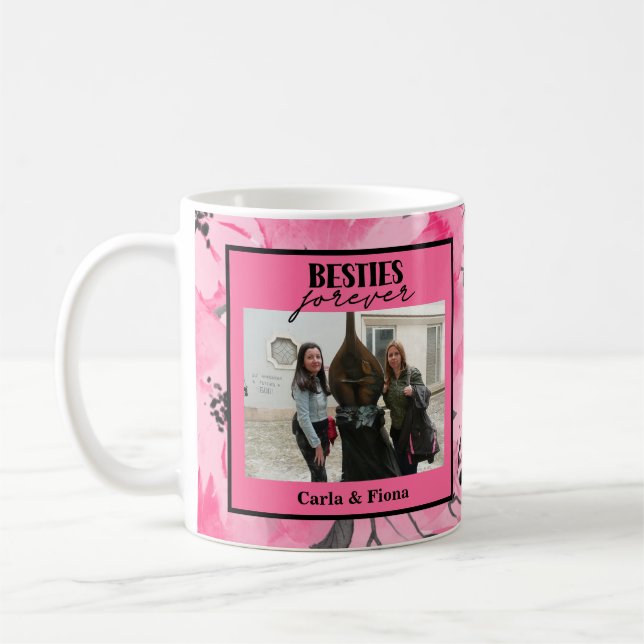 Beste Freunde Foto-Geschenk Rosa Poster Kaffeetasse (Links)