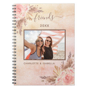 Beste Freunde Foto Pampas rosa floral roségold Notizblock