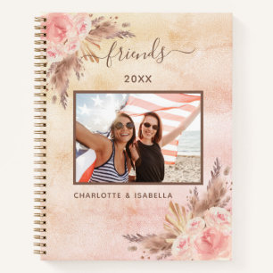 Beste Freunde Foto Pampas rosa floral roségold Notizbuch