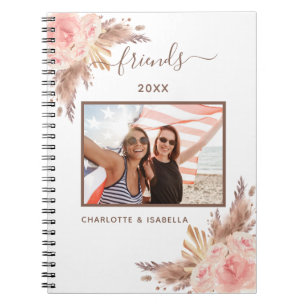 Beste Freunde Foto Pampas rosa floral weiß Notizblock