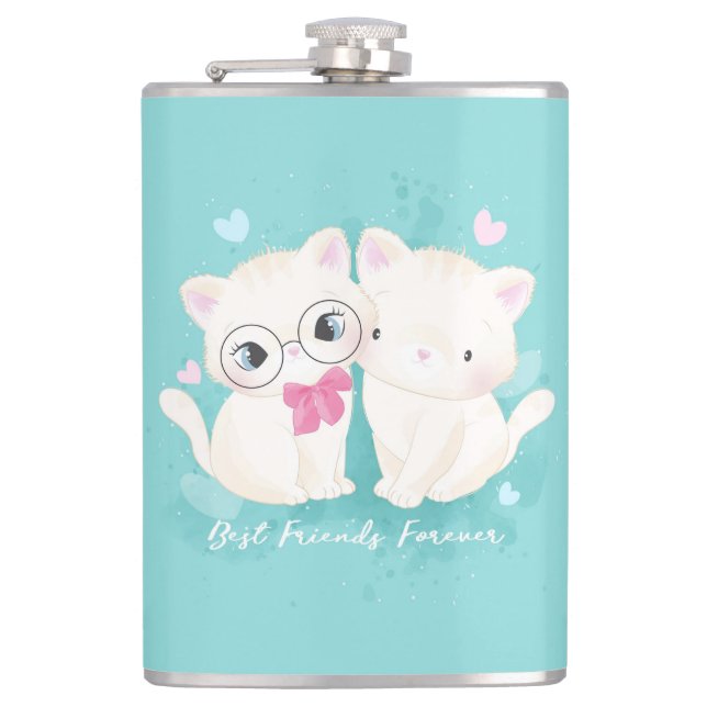 Beste Freunde für alle Katzen Flachmann (Vorderseite)