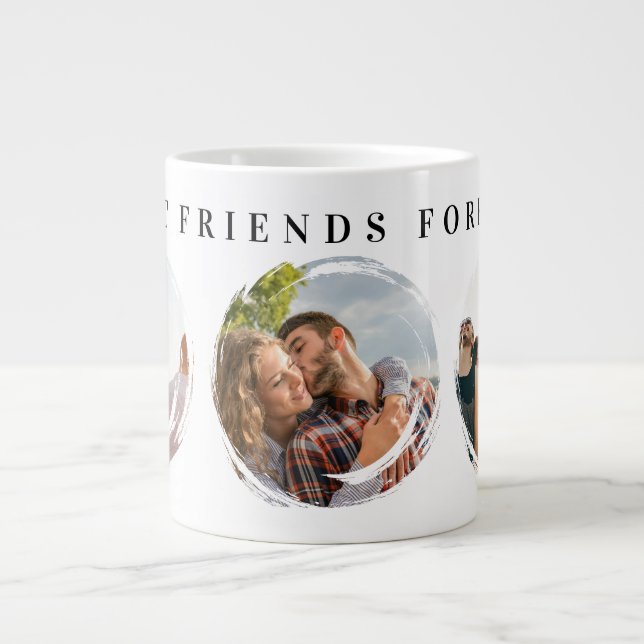 Beste Freunde für immer 3 Foto Collage Brush Jumbo-Tasse (Vorderseite)