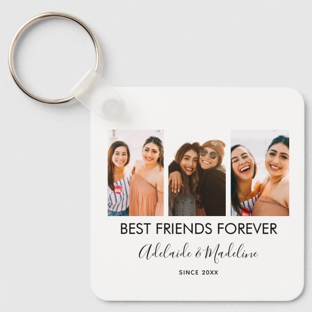Beste Freunde für immer 3 Foto Collage Geschenk Schlüsselanhänger (Vorderseite)