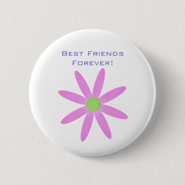 Beste Freunde für immer! Blumen-Knopf Button (Vorderseite)
