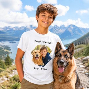 Beste Freunde für immer Hund Foto Schwarzer Junge T-Shirt