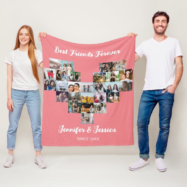Beste Freunde für immer individuelle Herz-Foto-Col Fleecedecke (Beispiel)