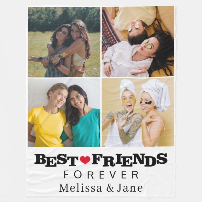 beste Freunde für immer niedlichen 4 Fotos Collage Fleecedecke (Vorderseite)