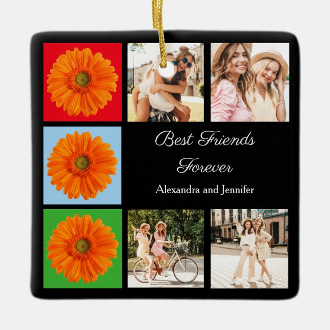 Beste Freunde für immer personalisierte Foto-Colla Keramikornament (Vorderseite)