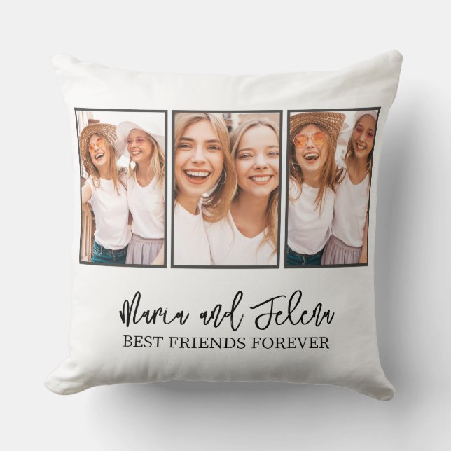 Beste Freunde geben Foto Collage Kissen (Vorderseite)
