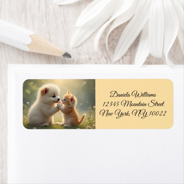 Beste Freunde, gib mir fünf - niedliche Welpe und  (Insitu)