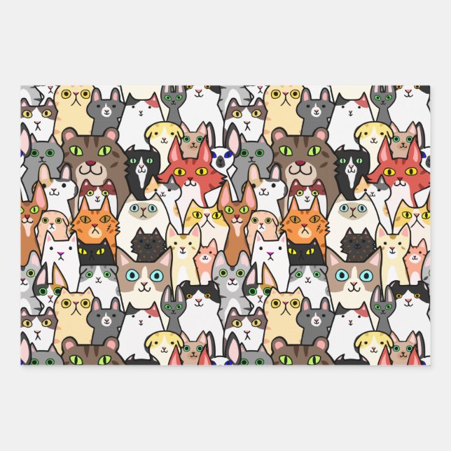Beste Freunde Hauskatzen und Hunde Geschenkpapier Set (Vorderseite 3)