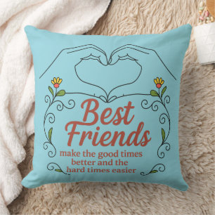 Beste Freunde Herz Hände Florales Zitat Wurfkissen Kissen