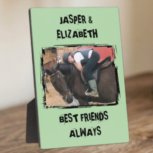 Beste Freunde immer Pferd Foto grün und schwarz Fotoplatte