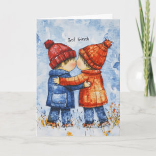 Beste Freunde Jungen Winter Feiertagskarte