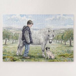 Beste Freunde - Kind mit Pony und Hund in einem Ob