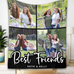 Beste Freunde Personalisierte 4-Foto-Collage Fleecedecke