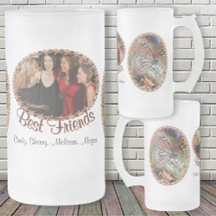 Beste Freunde Schmetterling Blumen PV02 Mattglas Bierglas