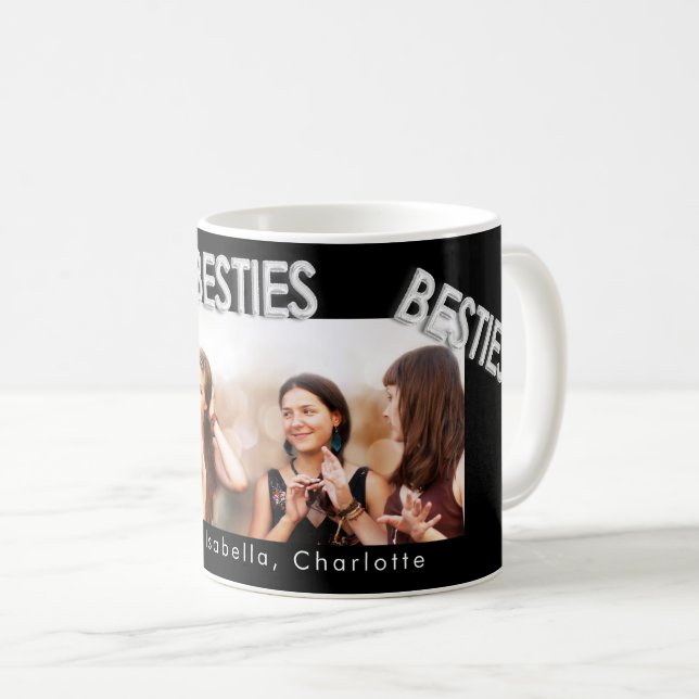 Beste Freunde Schwarz-Silber-Foto Kaffeetasse (VorderseiteRechts)