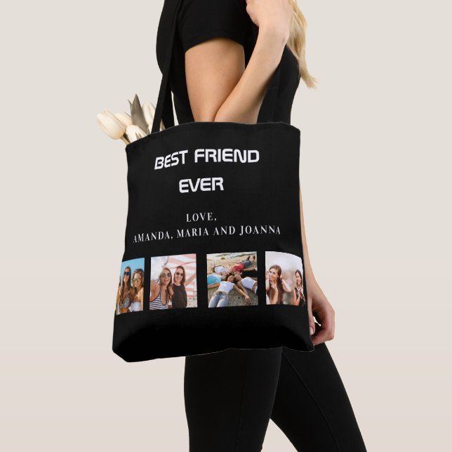 Beste Freunde Schwarz-weiße Foto-Collagen Namen Tasche (Von Nahem)