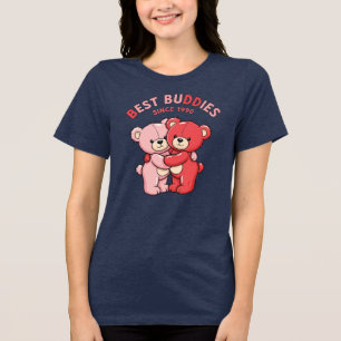 Beste Freunde seit 1990 rote Teddybären Tri-Blend Shirt