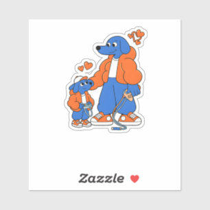 Beste Freunde: Vater-und-Sohn-Blue-Dog-Duo ( Orang Aufkleber