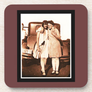 Beste Freunde Vintage Sepia Getränkeuntersetzer