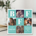 BESTE FREUNDIN Aquamarin Besties FotoCollage Fotoplatte<br><div class="desc">Moderne Freundschafts-Foto Collage-Plakette mit 4 Fotos von Ihnen und Ihren Geschichten,  ein aquamarin-weißer Hintergrund,  der in jede Farbe verändert werden kann,  die Buchstaben "BESTE FREUNDIN",  die Worte "beste Freunde für immer",  ein wahres Freundschaftsangebot und Ihre Namen.</div>