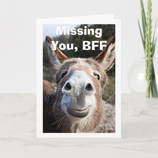 *BESTE FREUNDIN** ARME DONKEY FEHLT SEHR GLÜCKLICH KARTE (Vorderseite)