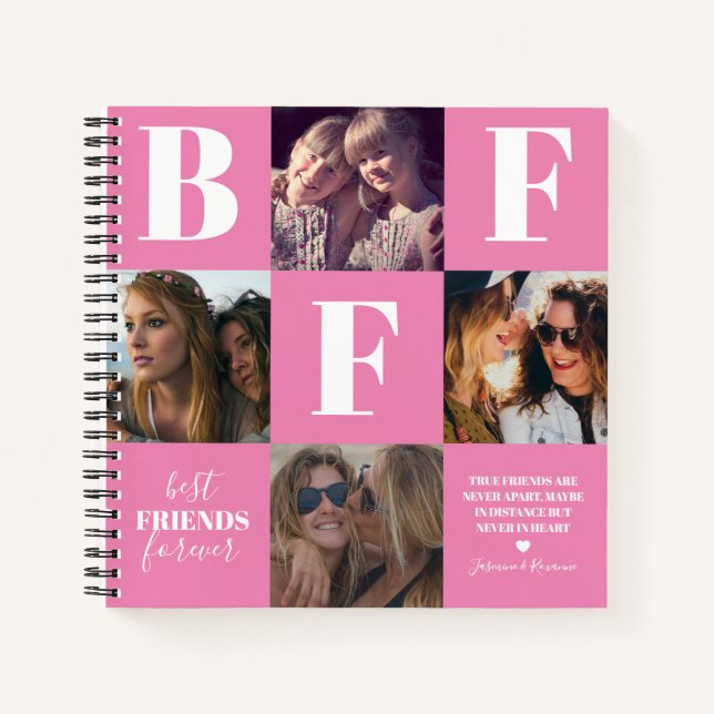 BESTE FREUNDIN Besties Foto Collage Girly Pink Notizbuch (Vorderseite)