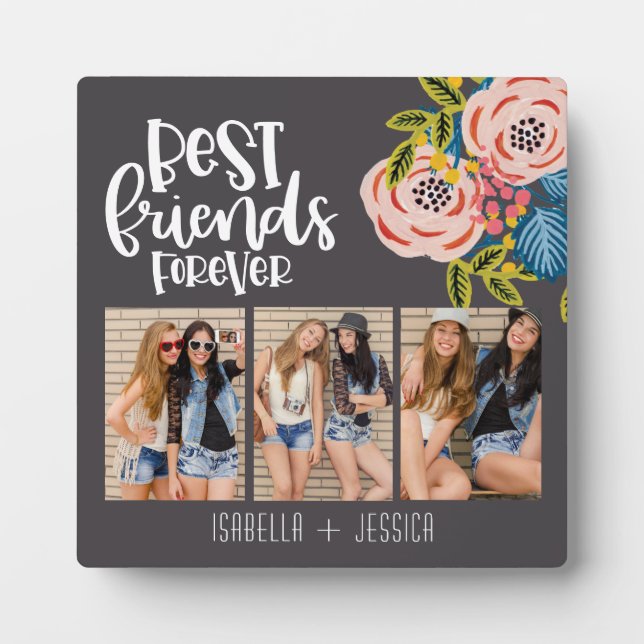 BESTE FREUNDIN Blumenfoto Collage Die besten Freun Fotoplatte (Vorderseite)