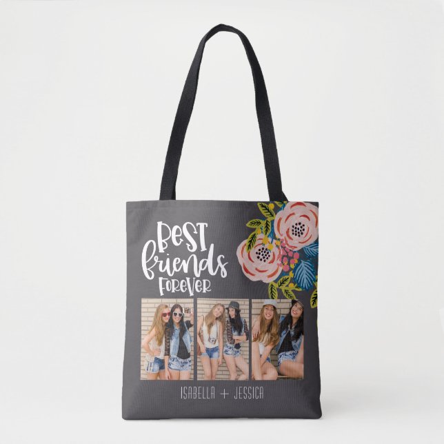 BESTE FREUNDIN Blumenfoto Collage Die besten Freun Tasche (Vorderseite)