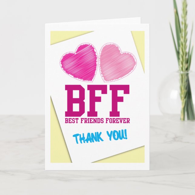 BESTE FREUNDIN DANKE! Die besten Freunde für immer Dankeskarte (Vorderseite)