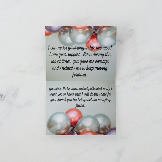 beste Freundin danke Karten (Innenseite)