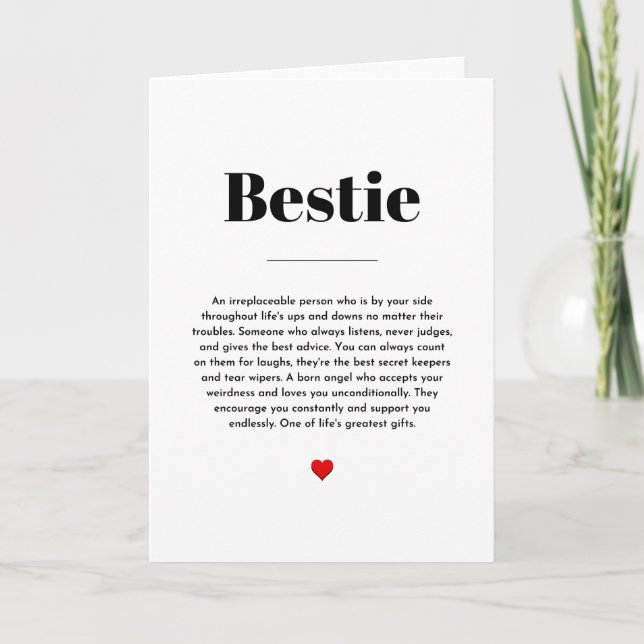 Beste Freundin-Definition, bestie Bedeutung Karte (Vorderseite)