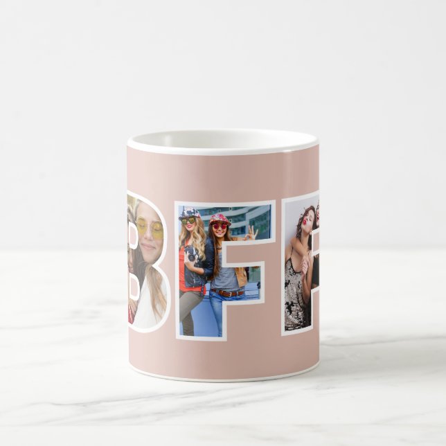 BESTE FREUNDIN Foto Collage Chic Trendy Pink Besti Kaffeetasse (Mittel)