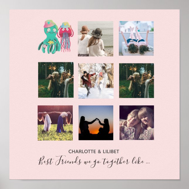 BESTE FREUNDIN Foto Collage Jellyfish Octopus Cust Poster (Vorne)