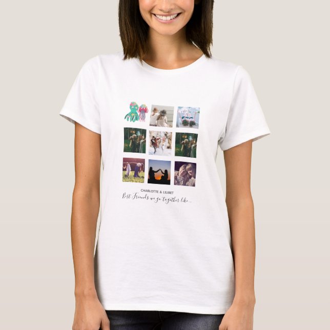 BESTE FREUNDIN Foto Collage Jellyfish Octopus Cust T-Shirt (Vorderseite)