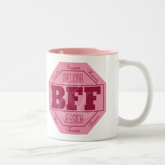 beste Freundin Freundschaft - individuelle Namen - Zweifarbige Tasse (Rechts)