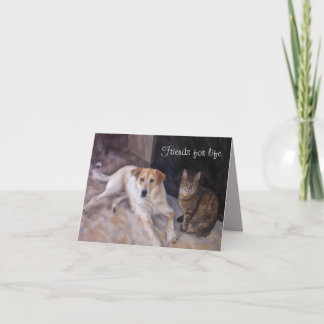 BESTE FREUNDIN Hund und Katzenfalte Grußkarte Karte