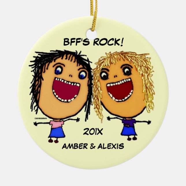 Beste Freundin Rock Cartoon Keramikornament (Vorne)