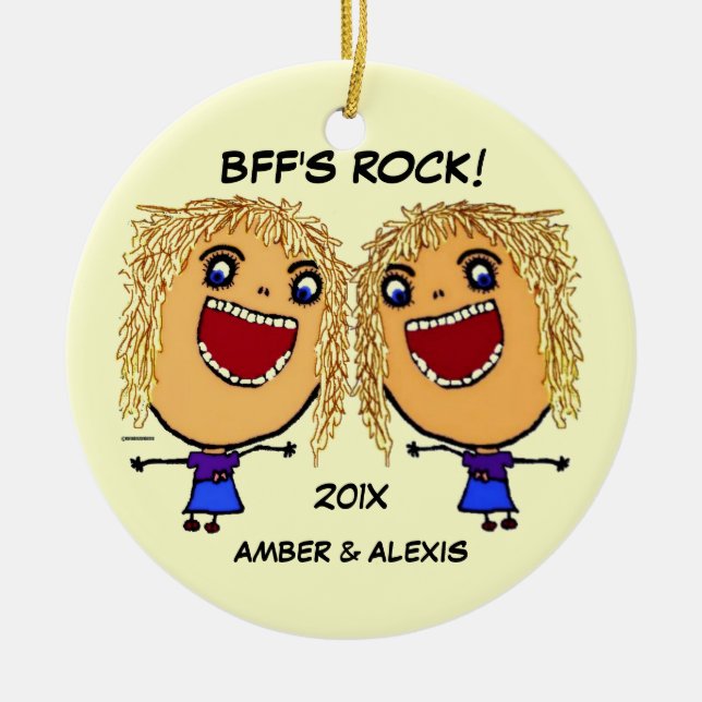 Beste Freundin Rock Cartoon Keramikornament (Vorne)