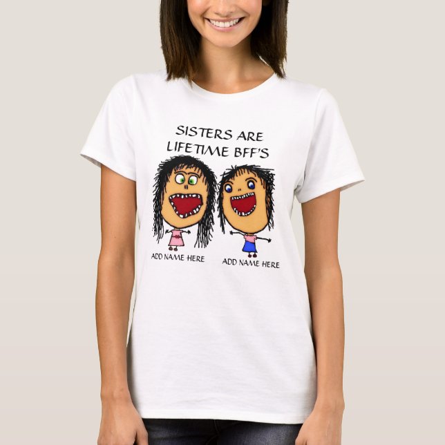BESTE FREUNDIN Sisters Cartoon T-Shirt (Vorderseite)