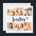 Beste-Freundinnen-Foto-Collage Karte<br><div class="desc">Bewahren Sie Ihre unvergesslichen Freundschaftsmomente mit unserem Poster mit Fotocollage für beste Freunde auf. Dieser moderne und stilvolle Rahmen enthält das Wort "besties" in fetter Typografie und bietet eine anpassbare Collage, in der Sie Ihre Lieblingsbilder mit Ihrem besten Freund zeigen können. Er dient als einfühlsames personalisiertes Geschenk oder ein geschätztes...</div>