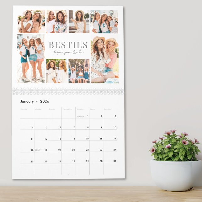 Beste Freundinnen Foto Kalender (Simple Best Friends Photo Collage Calendar)