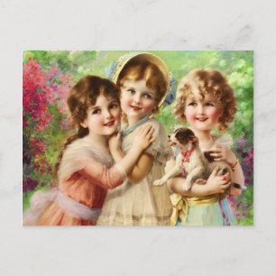 Beste Freundinnen im Vintage-Look Postkarte