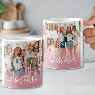 Beste Freundinnen Pink Besties Foto-Collage Kaffeetasse